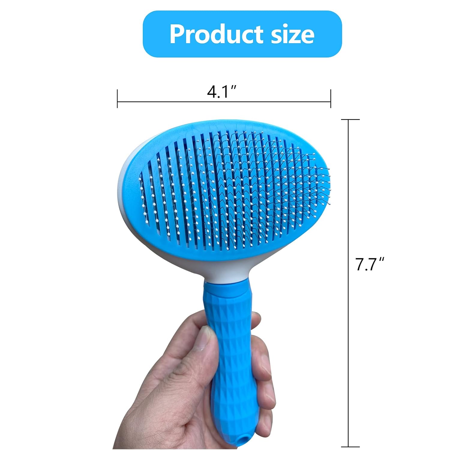 UD AUPHTIR Self-Cleaning Slicker Brush for Dogs and Cats - Effective Grooming Tool for Shedding Long and Short Haired Pets, Blue