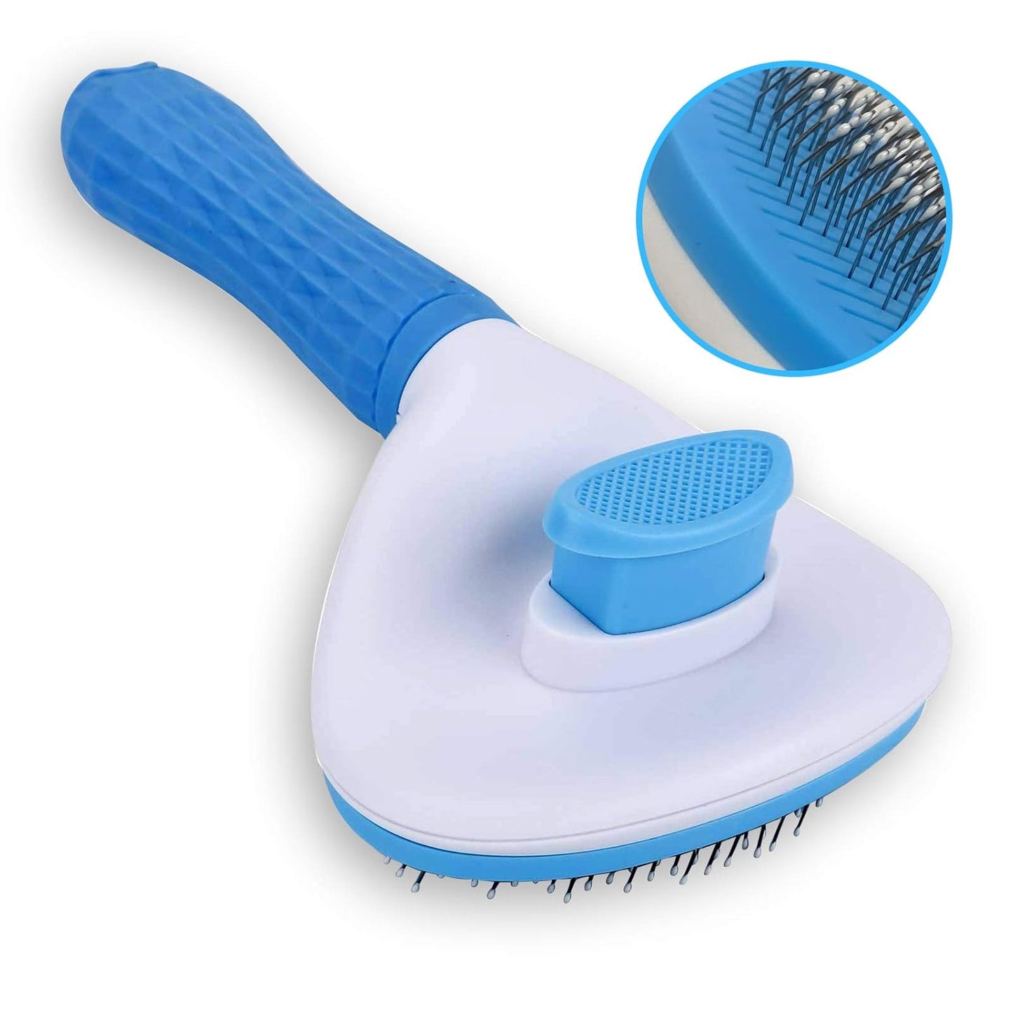 UD AUPHTIR Self-Cleaning Slicker Brush for Dogs and Cats - Effective Grooming Tool for Shedding Long and Short Haired Pets, Blue
