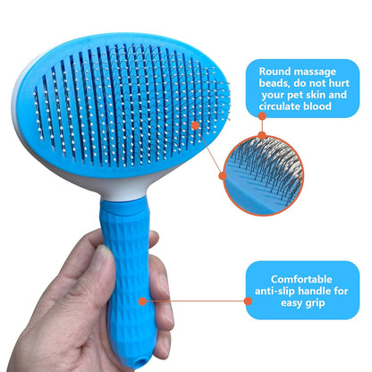 UD AUPHTIR Self-Cleaning Slicker Brush for Dogs and Cats - Effective Grooming Tool for Shedding Long and Short Haired Pets, Blue
