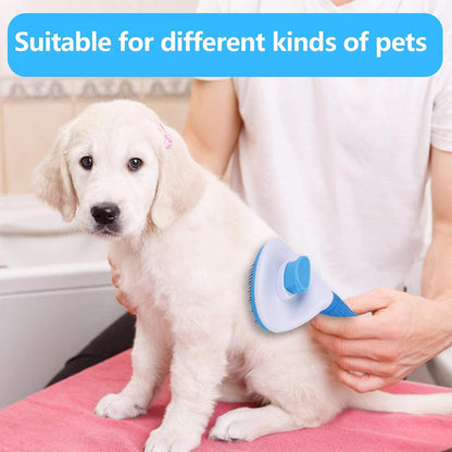 UD AUPHTIR Self-Cleaning Slicker Brush for Dogs and Cats - Effective Grooming Tool for Shedding Long and Short Haired Pets, Blue