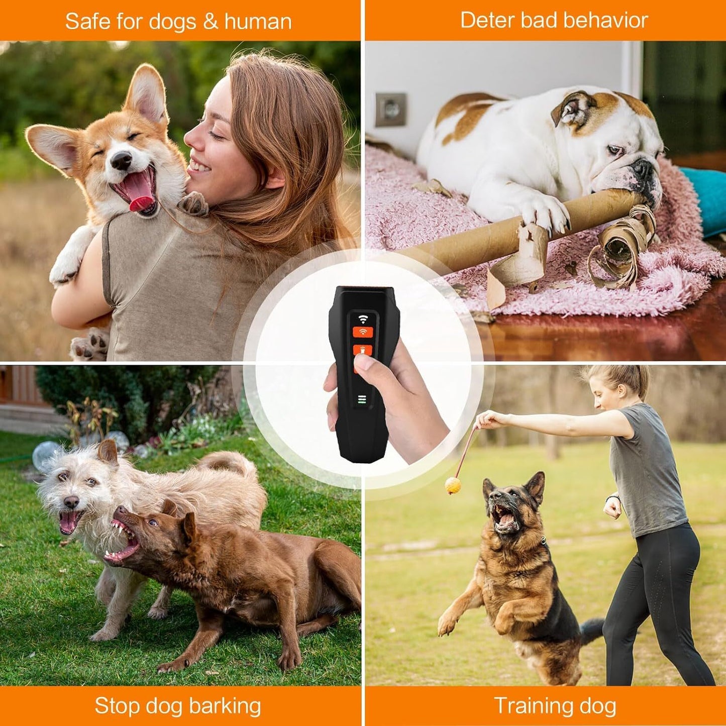 3-in-1 Rechargeable Ultrasonic Dog Training and Bark Management Device
