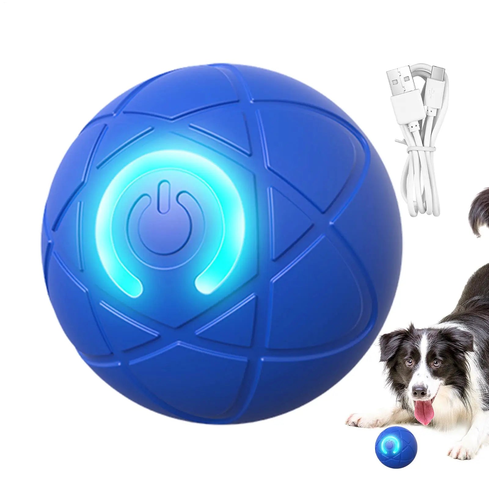 Automatic Interactive Rolling Dog Ball Toy with LED Light and USB Charging