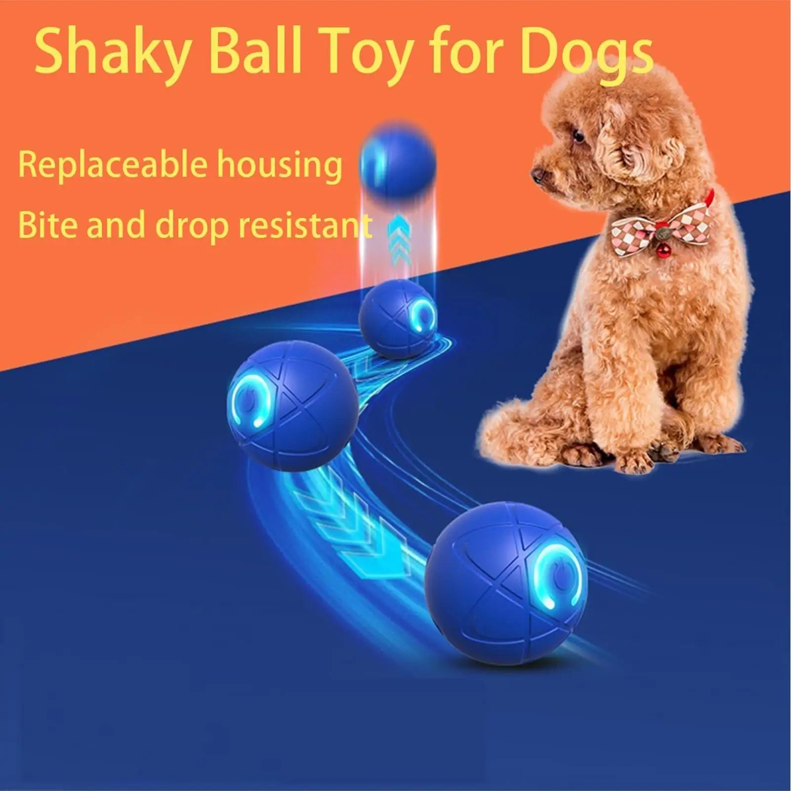 Automatic Interactive Rolling Dog Ball Toy with LED Light and USB Charging