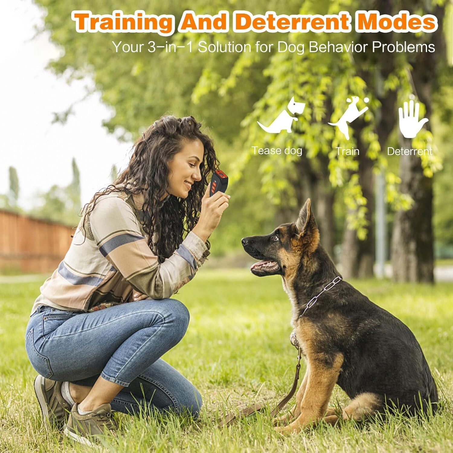 3-in-1 Rechargeable Ultrasonic Dog Training and Bark Management Device