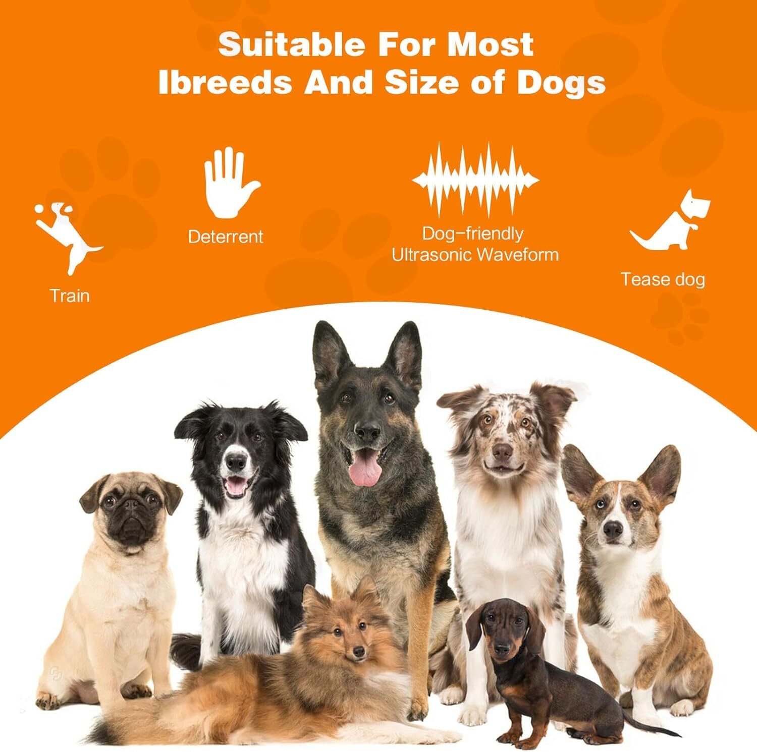3-in-1 Rechargeable Ultrasonic Dog Training and Bark Management Device